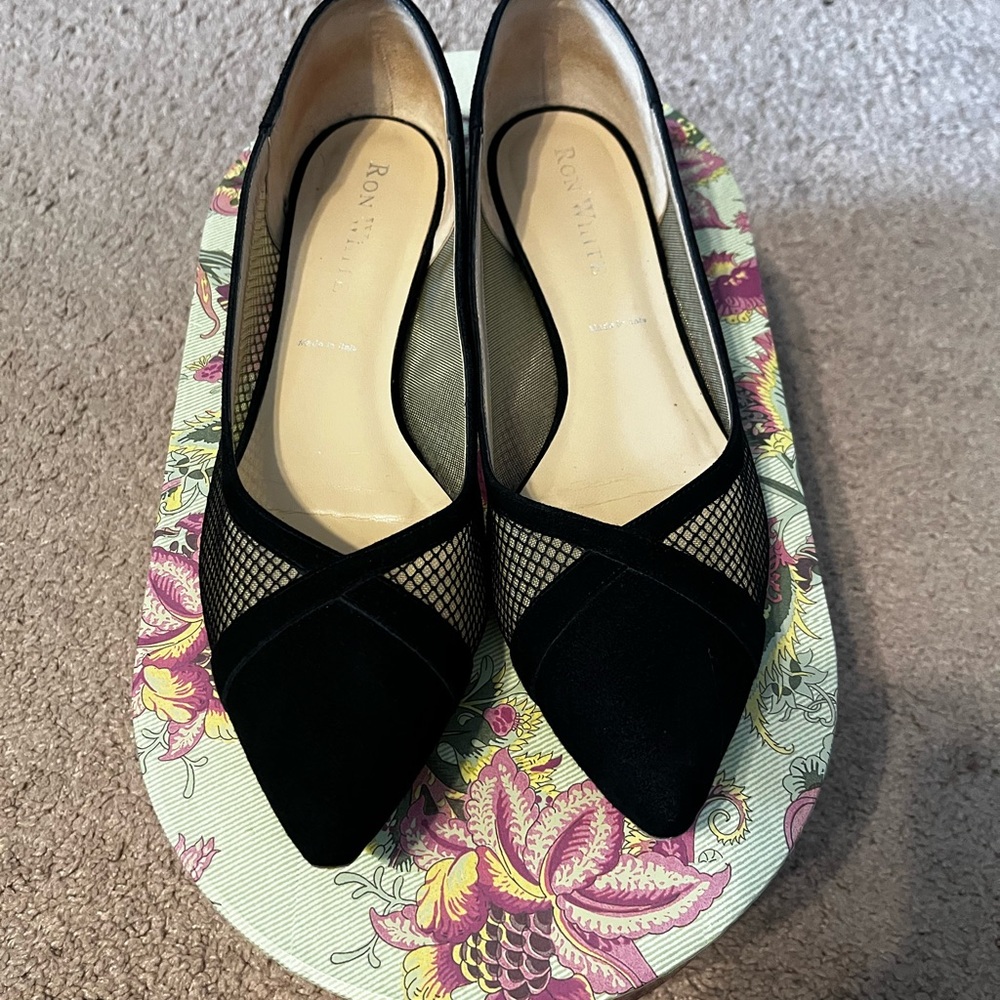 RON WHITE Black Mesh Women's Shoes